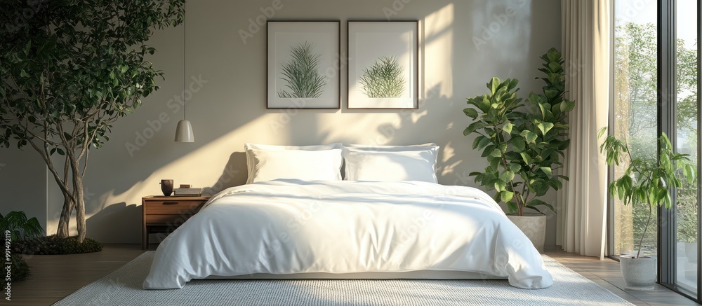 Canvas Prints Modern Minimalist Bedroom with Natural Light