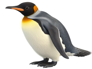 a penguin standing on a white background
