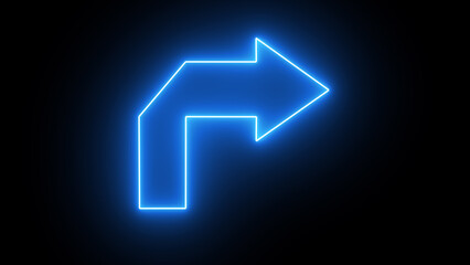 neon arrows or direction icons. Illustration: a neon-glowing directional sign. An attention label glows on the brick wall's background. Right, Left, Up and down neon arrows