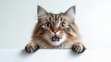 A fluffy Maine Coon cat smiling with a joyful expression