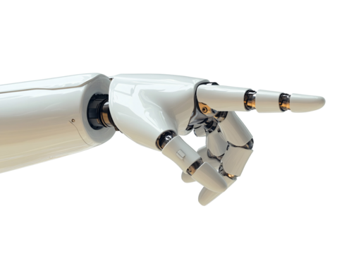 a robot hand pointing at something