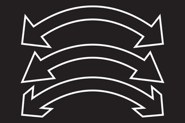 Dual sided curved arc arrow shape. Double ended arrow illustration.