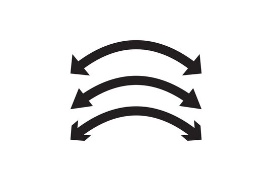 Dual sided curved arc arrow shape. Double ended arrow illustration.