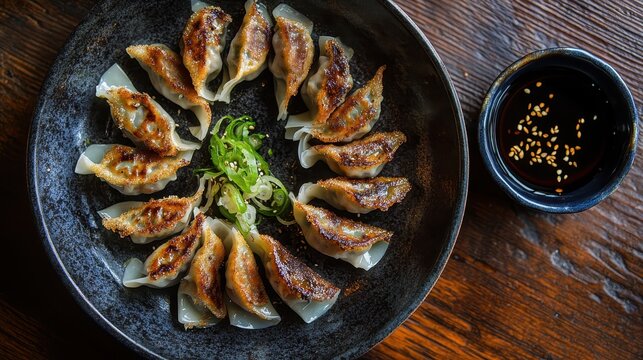 Japanese Gyoza with Crispy Edges and Savory Beef Filling 