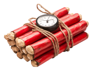 a clock on a bundle of dynamite