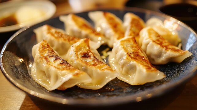Japanese Gyoza with Crispy Edges and Savory Beef Filling 