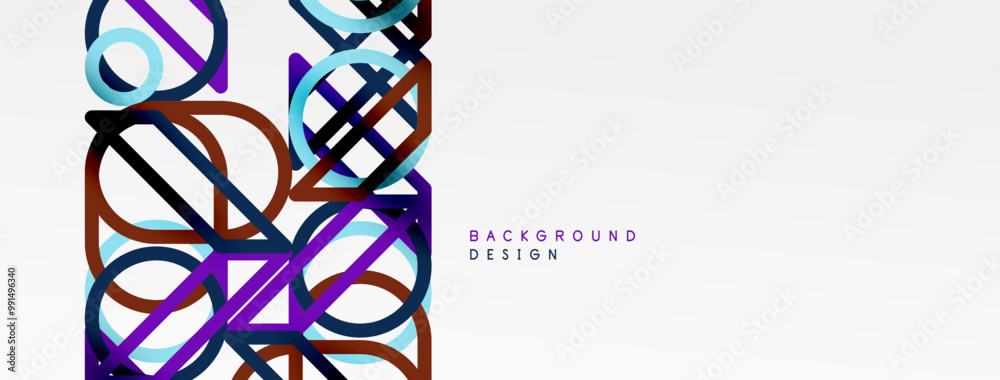 Poster abstract background - colorful circle lines technology or business digital template