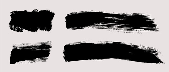Brush strokes vector. Painted rectangles collection. Grunge long text boxes or textured backgrounds set.