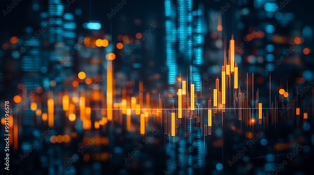 Poster stock market or forex trading graph and candlestick chart suitable for financial investment concept 