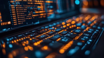 Close-Up of Illuminated Laptop Keyboard