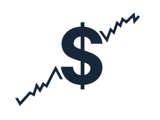 a dollar sign with graph going up