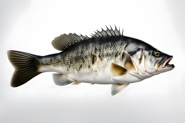 Fototapeta premium Black bass fish on white background, AI Generated