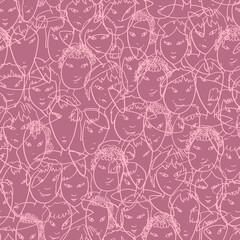 Seamless background with funny faces of anthropomorphic creatures. Humorous characters with different emotions