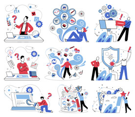 Mental processing vector illustration. Personality blossoms as flower nurtured by sunlight careful mental processing Knowledge is sculpture carved from marble persistent mental processing