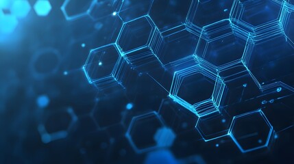 Fototapeta premium Abstract Blue Hexagonal Pattern with Glowing Lines