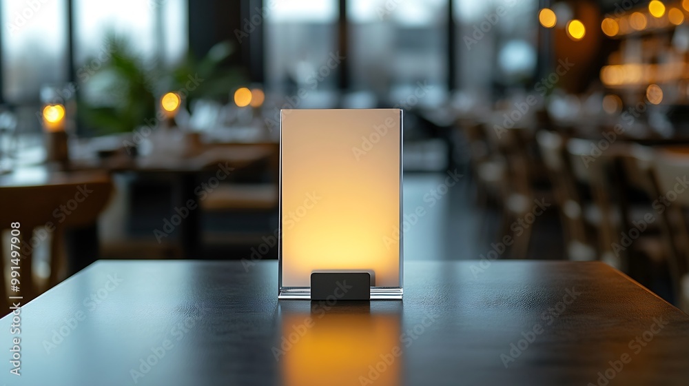 Aufkleber white label on the table stand for acrylic tent card used for menu bar and restaurant or put everyth