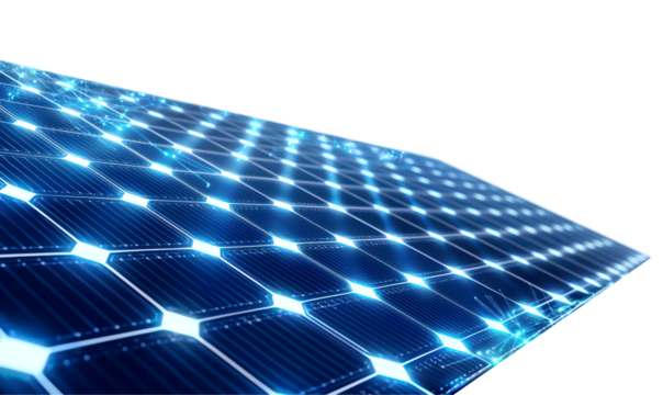 Close up view of a solar panel isolate on transparent background, png, cutout