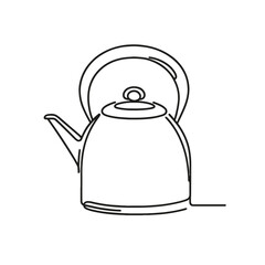 A black and white drawing of a teapot. The teapot is sitting on a white background