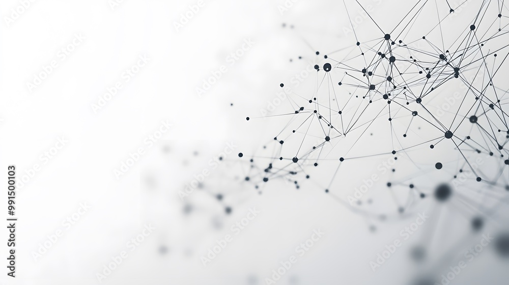 Poster abstract network of connected dots and lines on white background