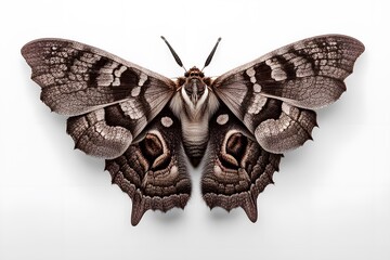 Black witch moth on white background, AI Generated