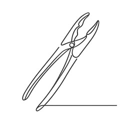 A pair of scissors with a black handle and a white blade. The scissors are drawn in a single line, giving the impression of a stylized drawing. Concept of precision and focus
