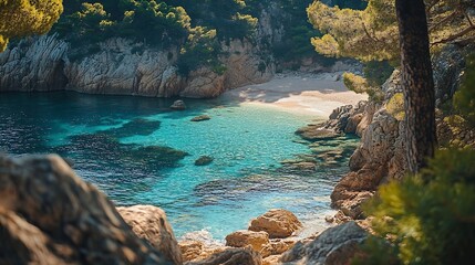 Fototapeta premium Cassis France beach beautiful rocks sea landscape Calanque : Generative AI