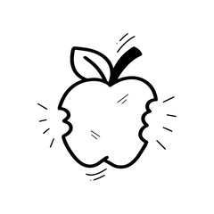 Hand Drawn Bitten Apple Illustration. Doodle Vector. Isolated on White Background - EPS 10 Vector