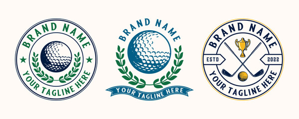 vintage golf logo. golf stick and golf ball ornament decoration vintage style for golf sport.