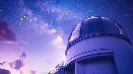 Astronomical observatory set against a star-studded sky