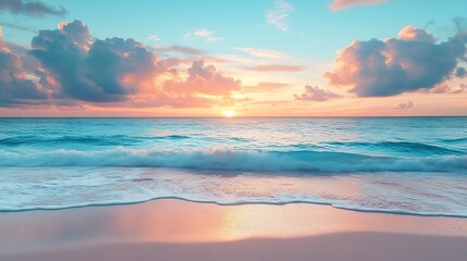 Obraz premium Sea sand sky concept sunset colors clouds horizon horizontal background banner Inspirational nature landscape beautiful colors wonderful scenery of tropical beach Beach sunset summer v : Generative AI