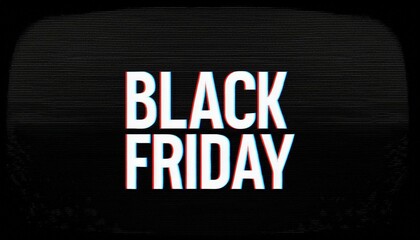 Black friday technical error text overview classic 4k motion animation showcasing a warped vintage television effect with static and vhs distortions