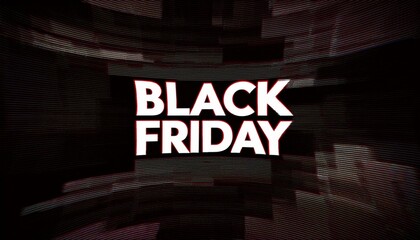 Black friday technical error text overview classic 4k motion animation showcasing a warped vintage television effect with static and vhs distortions
