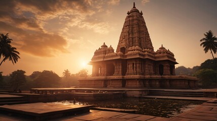 Indian temple at sunset