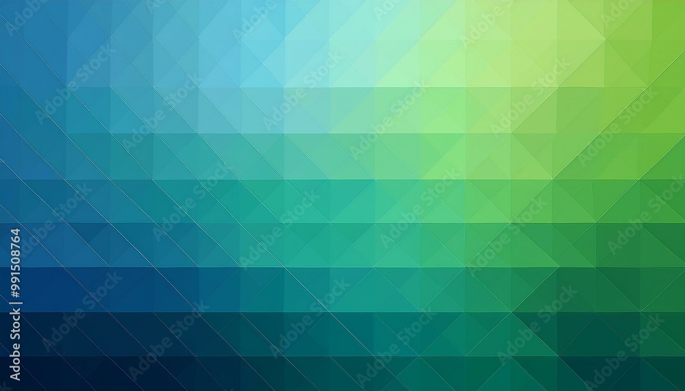 Wall mural blue and green background with triangle layers in abstract geometric pattern