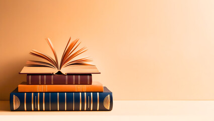 Books of knowledge are stacked on top of each other.