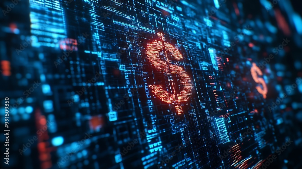 Aufkleber finance and money technology background concept of business prosperity and asset management creative