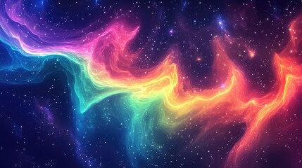 Obraz premium Picture shimmering auroras in space, with undulating waves of light and color dancing across a star-studded backdrop.