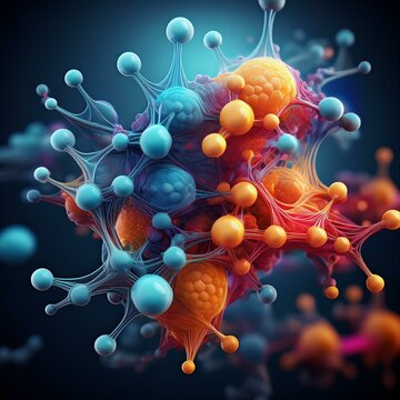 Clindamycin blend, structural chemical formula, molecular visualization model, individual antibiotic representation