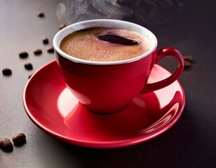 Obraz premium Coffee festivity on all fools' day highlighting a crimson cup