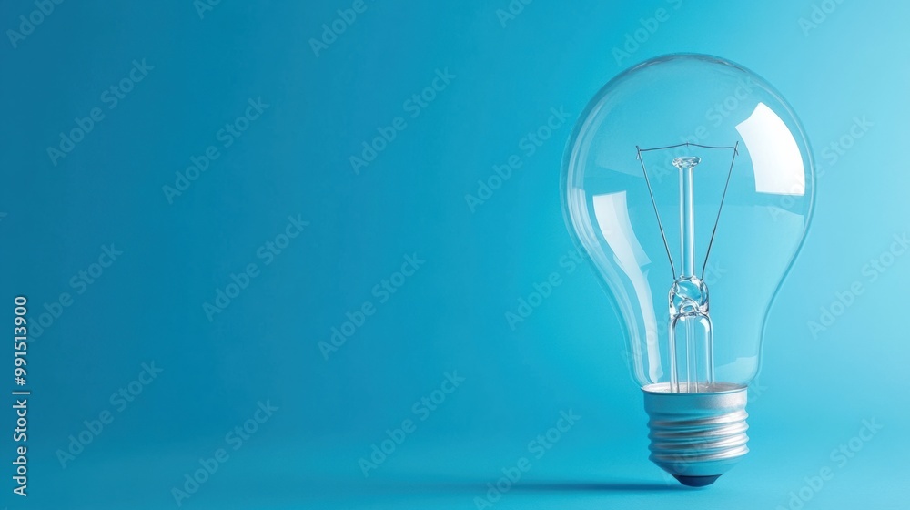 Canvas Prints A light bulb with a blue background and white inside, AI