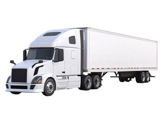 a white semi truck with a white trailer