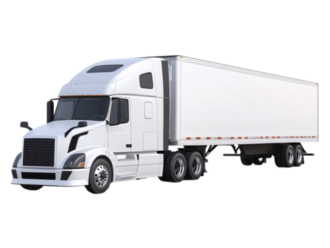 a white semi truck with a white trailer