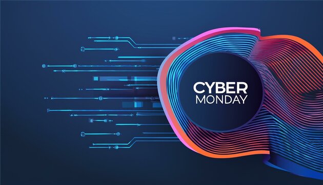 Contemporary cyber monday promotional banner design layout template