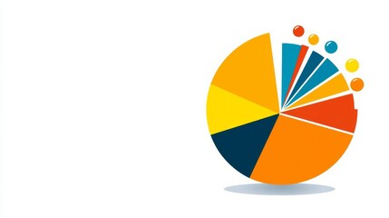 Fototapeta premium Colorful pie chart illustration with vibrant segments and flat design.
