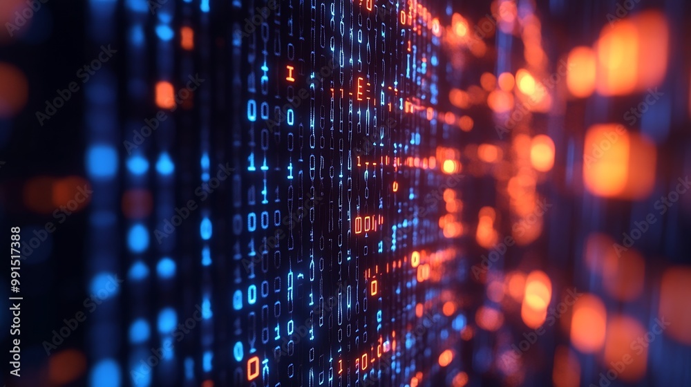 Fototapete Digital transformation concept System engineering Binary code Programming : Generative AI