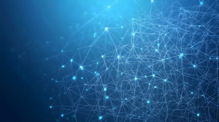 Abstract Blue Network with Glowing Nodes