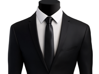 a black suit and tie