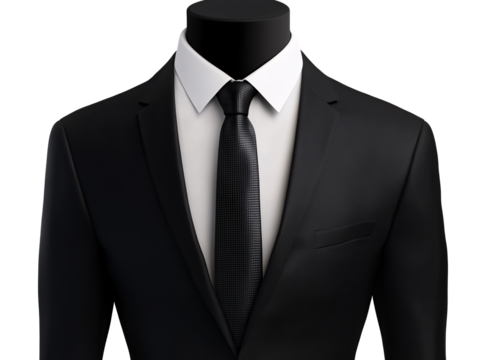 a black suit and tie