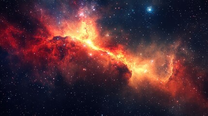 Fototapeta premium Cosmic landscape with a prominent nebula and a backdrop of stars