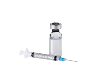 a syringe and a vial of liquid